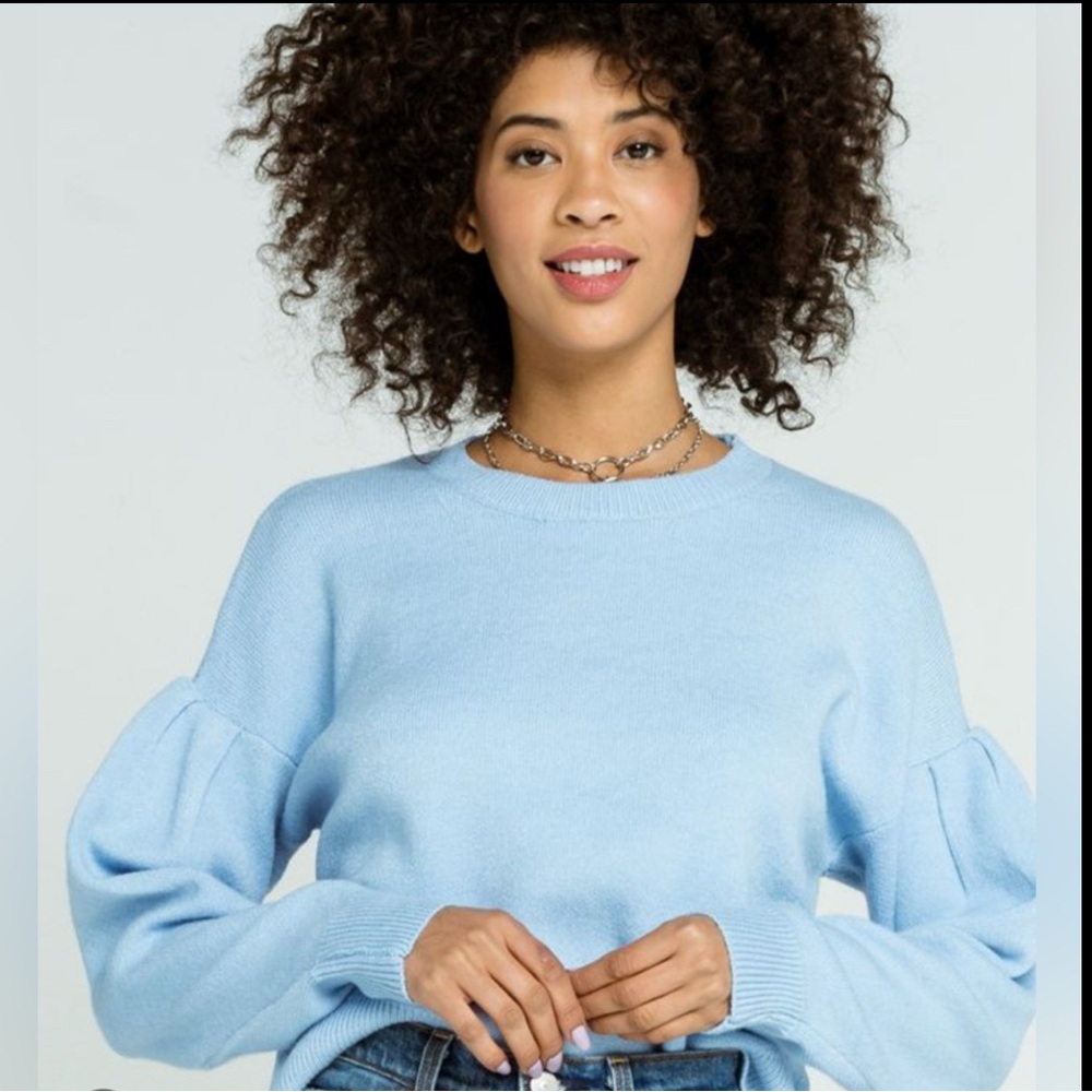 Woven Heart Sweater, Beautiful Light Blue, Size Medium - Picture 3 of 11